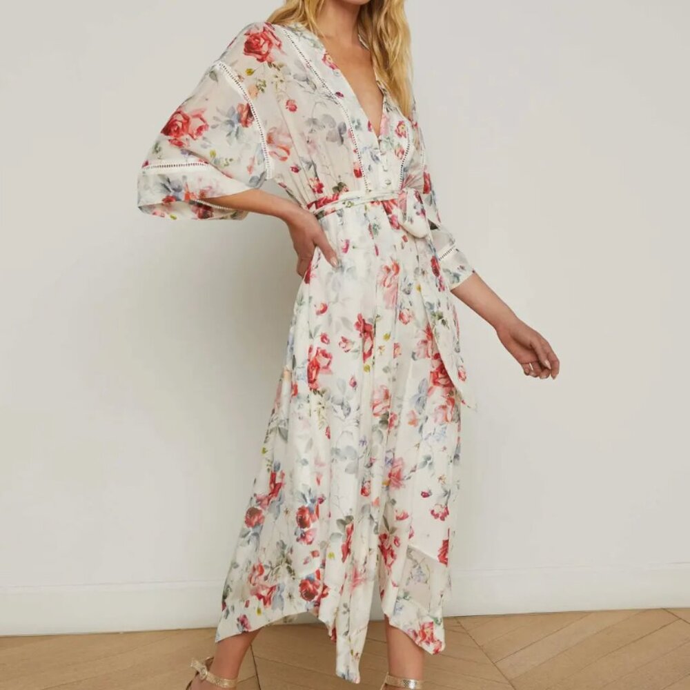 L'AGENCE  Miki Floral Silk Dress Size 2 NWOT